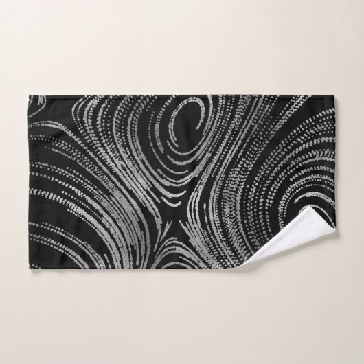 Abstraktes Luxussilber auf schwarzem Muster Badhandtuch Set (Handtuch)