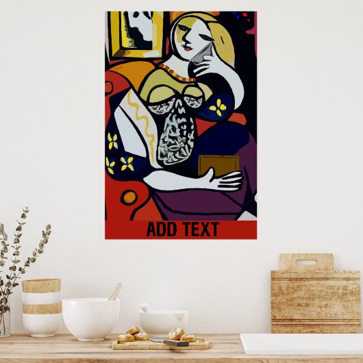 Abstraktes Mädchen am Handy Poster (Küche)