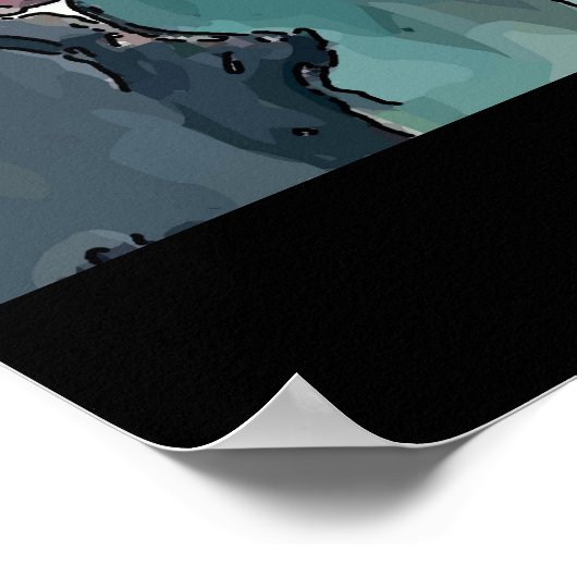 Abstraktes Mädchen am Handy Poster (Ecke)