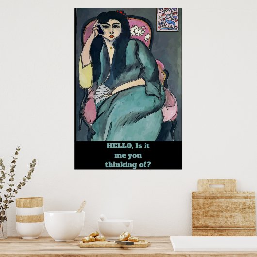 Abstraktes Mädchen auf Handy-Poster Poster (Küche)