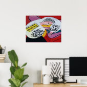 Abstraktes Mädchen auf Tablette 4 Poster (Heimbüro)