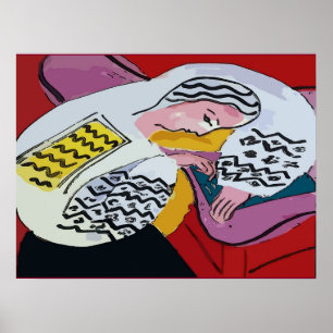 Abstraktes Mädchen auf Tablette 4 Poster