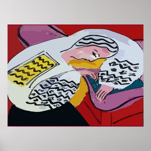 Abstraktes Mädchen auf Tablette 4 Poster (Vorne)