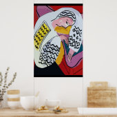 Abstraktes Mädchen auf Tablette 4 Poster (Küche)