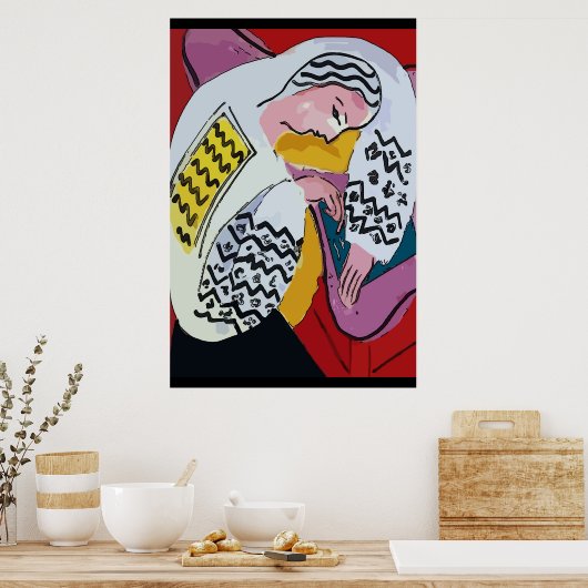 Abstraktes Mädchen auf Tablette 4 Poster (Küche)