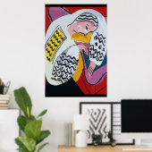 Abstraktes Mädchen auf Tablette 4 Poster (Heimbüro)