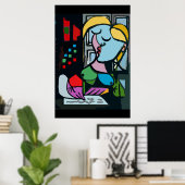 Abstraktes Mädchen auf Tablette Poster (Heimbüro)