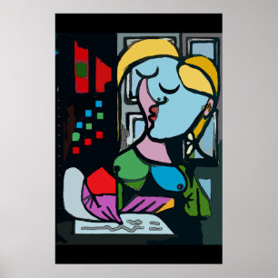 Abstraktes Mädchen auf Tablette Poster