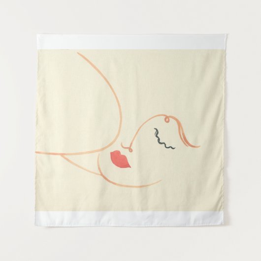 Abstraktes Mädchen Gesicht. schöne Frau. Mode illu Wandteppich (Vorderseite (Horizontal))