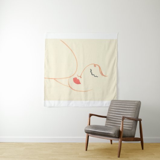 Abstraktes Mädchen Gesicht. schöne Frau. Mode illu Wandteppich (Beispiel (Horizontal))