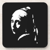 Abstraktes Mädchen mit Perlenohrring Getränkeuntersetzer (Vorderseite)
