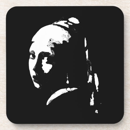 Abstraktes Mädchen mit Perlenohrring Getränkeuntersetzer (Vorderseite)