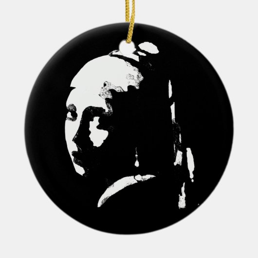 Abstraktes Mädchen mit Perlenohrring Keramik Ornament (Vorne)