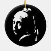 Abstraktes Mädchen mit Perlenohrring Keramik Ornament (Hinten)