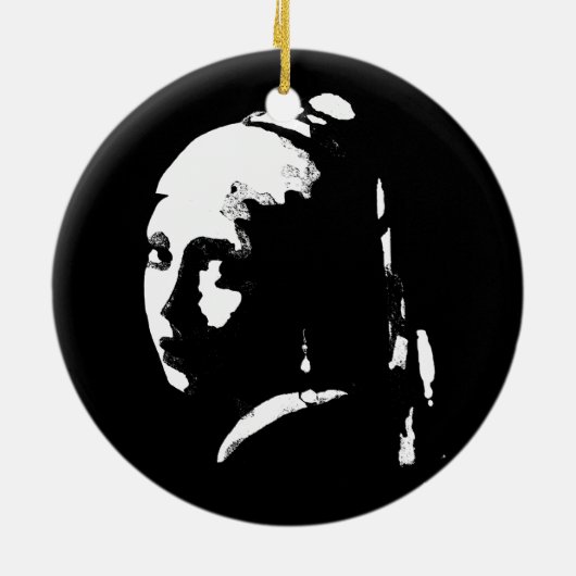 Abstraktes Mädchen mit Perlenohrring Keramik Ornament (Hinten)