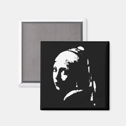 Abstraktes Mädchen mit Perlenohrring Magnet (Vorderseite/Rückseite)