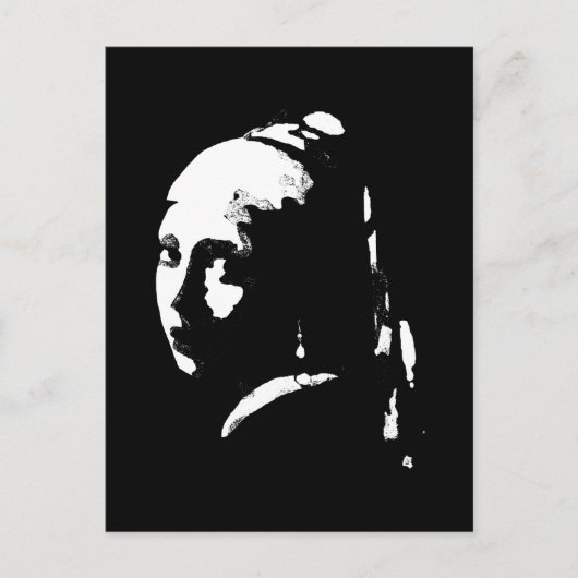 Abstraktes Mädchen mit Perlenohrring Postkarte (Vorderseite)