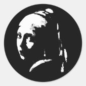 Abstraktes Mädchen mit Perlenohrring Runder Aufkleber (Vorderseite)