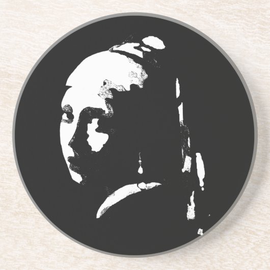 Abstraktes Mädchen mit Perlenohrring Sandstone Unt Getränkeuntersetzer (Vorne)