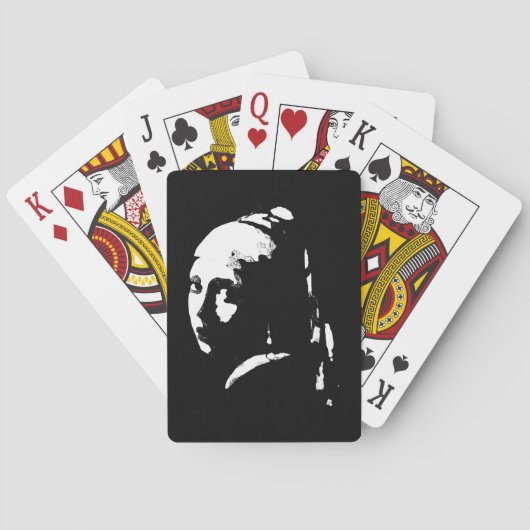 Abstraktes Mädchen mit Perlenohrring Spielkarten (Rückseite)