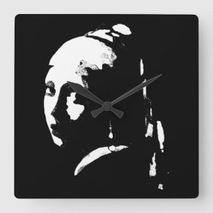 Abstraktes Mädchen mit Perlenohrring-Uhr Quadratische Wanduhr