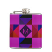 Abstraktes Magenta-Geometrisches Muster-Monogramm Flachmann (Vorderseite)