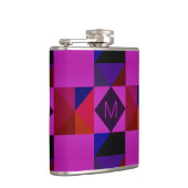 Abstraktes Magenta-Geometrisches Muster-Monogramm Flachmann (Rechts)