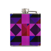 Abstraktes Magenta-Geometrisches Muster-Monogramm Flachmann (Rückseite)