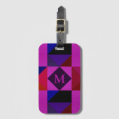 Abstraktes Magenta geometrisches Muster-Monogramm Gepäckanhänger (Vorderseite Vertikal)