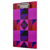 Abstraktes Magenta geometrisches Muster Monogramm Klemmbrett (Links)