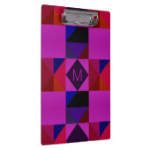 Abstraktes Magenta geometrisches Muster Monogramm Klemmbrett (Rechts)