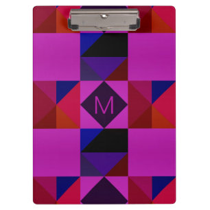 Abstraktes Magenta geometrisches Muster Monogramm Klemmbrett