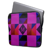 Abstraktes Magenta geometrisches Muster Monogramm Laptopschutzhülle (Vorderseite Links)