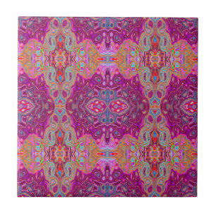 Abstraktes Magenta-Rosa, Blau und Rot Groovy-Muste Fliese
