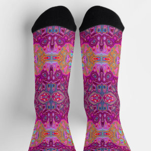 Abstraktes Magenta-Rosa, Blau und Rot Groovy-Muste Socken