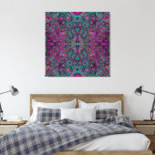 Abstraktes Magenta und Aquamarines Blaues Groovitm Leinwanddruck (Insitu (Schlafzimmer))