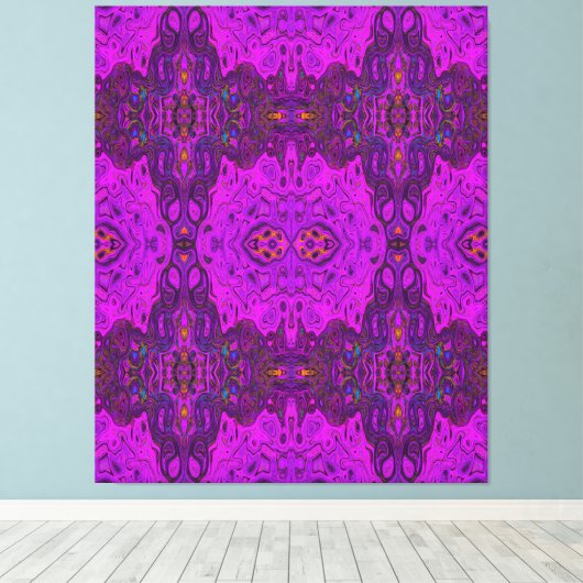 Abstraktes Magenta- und Schwarz-Groovy-Muster Leinwanddruck (Insitu (Holzboden))