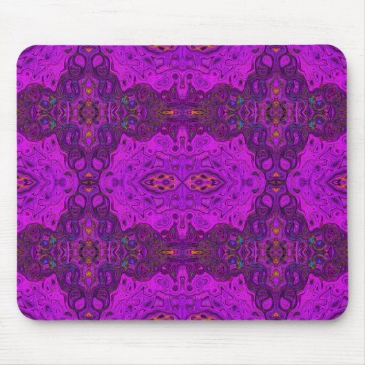 Abstraktes Magenta- und Schwarz-Groovy-Muster Mousepad (Vorne)