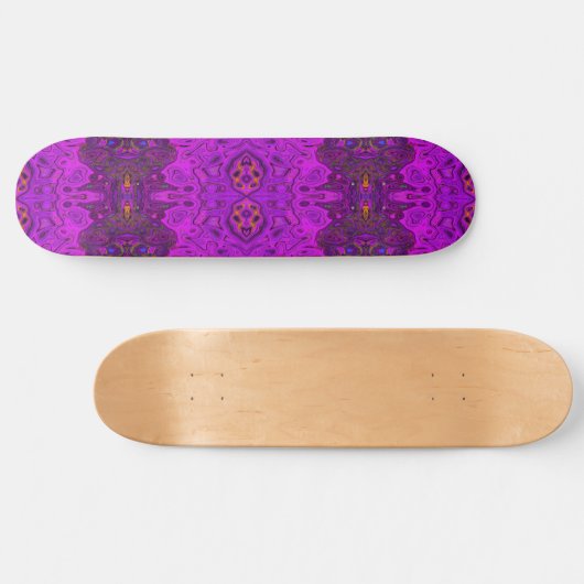 Abstraktes Magenta- und Schwarz-Groovy-Muster Skateboard (Horizontal)