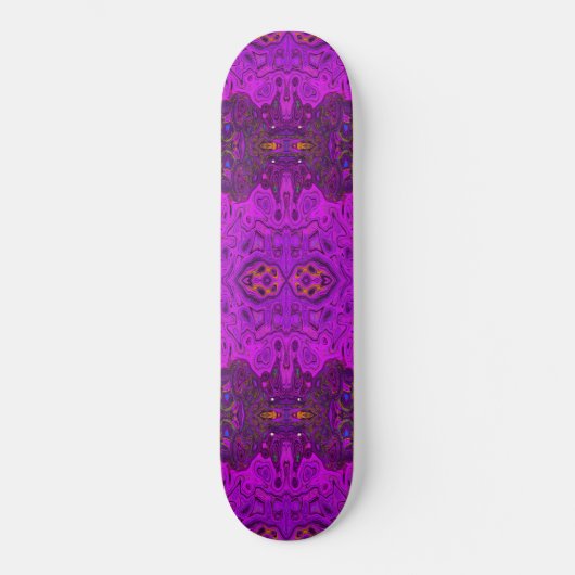 Abstraktes Magenta- und Schwarz-Groovy-Muster Skateboard (Vorderseite)