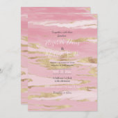 Abstraktes Malen aus rosa goldfarbenem Marmor Einladung (Vorne/Hinten)