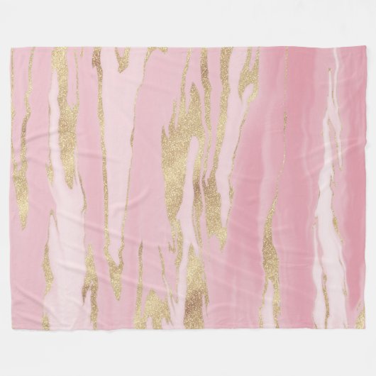 Abstraktes Malen aus rosa goldfarbenem Marmor Fleecedecke (Vorderseite (Horizontal))