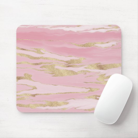 Abstraktes Malen aus rosa goldfarbenem Marmor Mousepad (Mit Mouse)