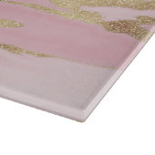 Abstraktes Malen aus rosa goldfarbenem Marmor Schneidebrett (Ecke)
