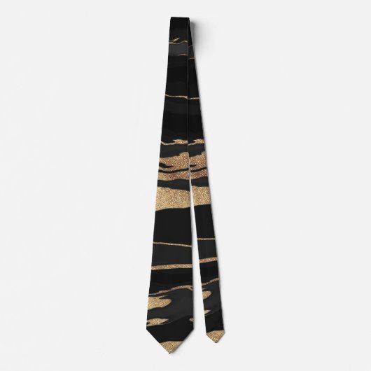 Abstraktes Malen aus schwarzem Gold Krawatte (Vorderseite)