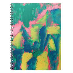Abstraktes Malen Green & Pink Abstrakt Art Abstra Notizblock
