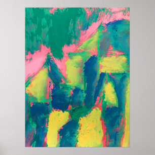 Abstraktes Malen Green & Pink Abstrakt Art Abstra Poster