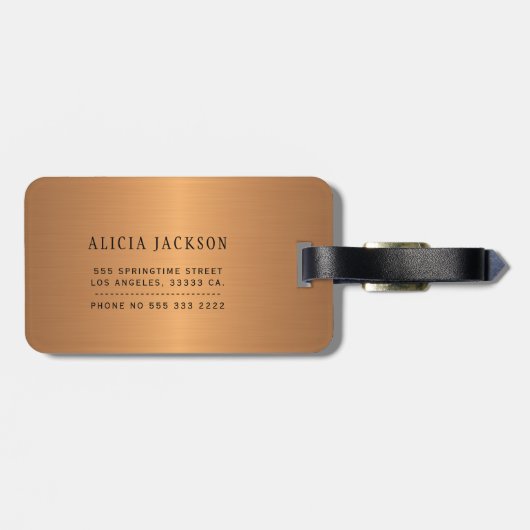 Abstraktes Malen von Kupfer mit Monogramm Gepäckanhänger (Rückseite horizontal)