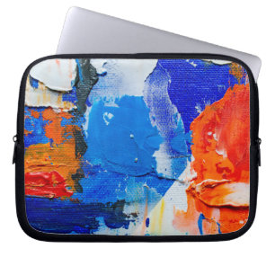 Abstraktes Malerei, Blau und Orange Kunst, Abstrak Laptopschutzhülle