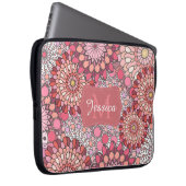 Abstraktes Mandala-Blumenmuster Rosa Personalisier Laptopschutzhülle (Vorne Rechts)